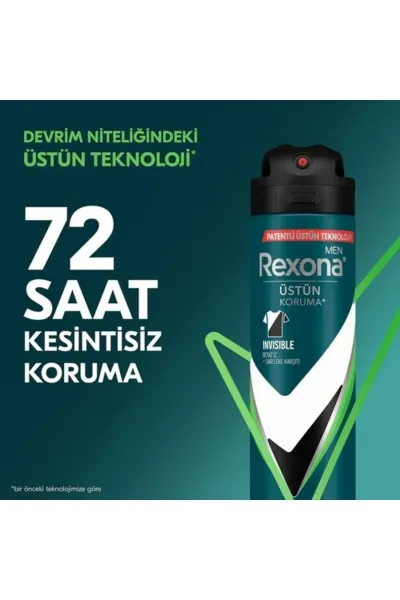 Rexona Men Erkek Sprey Deodorant Invisible Mint Fresh 72 Saat Kesintisiz Koruma 150 ml 286785