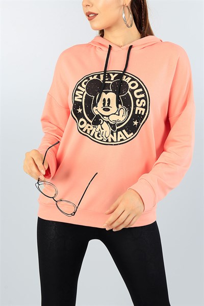 Mickey Baskılı Pudra Bayan Sweat 40690
