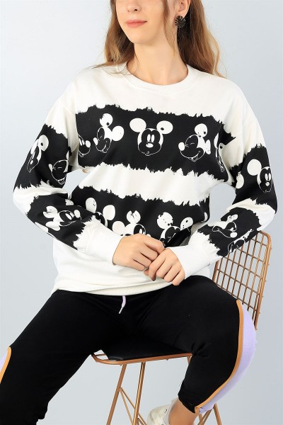 Mickey Baskılı Şardonlu Bayan Sweat 43957