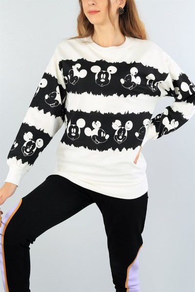 Mickey Baskılı Şardonlu Bayan Sweat 43957