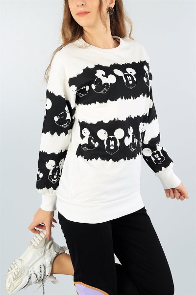 Mickey Baskılı Şardonlu Bayan Sweat 43957