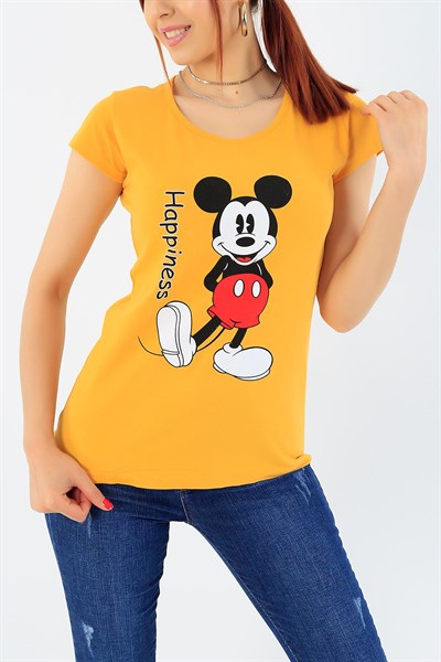 Mickey Mouse Baskılı Bayan Tişört 32271