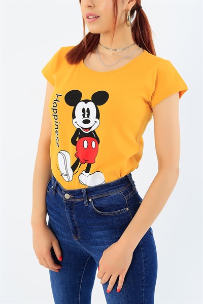 Mickey Mouse Baskılı Bayan Tişört 32271