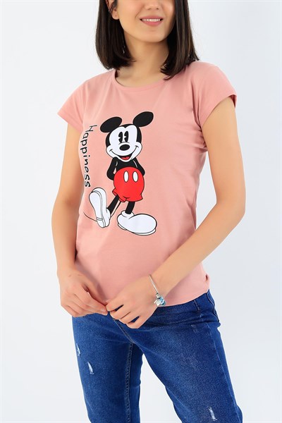 Mickey Mouse Baskılı Bayan Tişört 32274