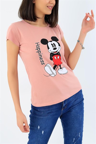 Mickey Mouse Baskılı Bayan Tişört 32274