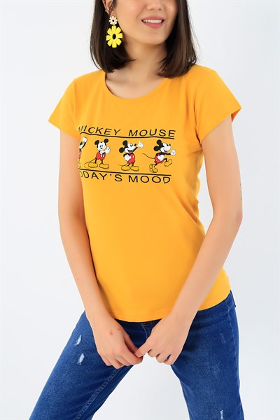 Mickey Mouse Baskılı Bayan Tişört 32275
