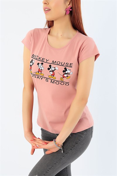 Mickey Mouse Baskılı Bayan Tişört 32277
