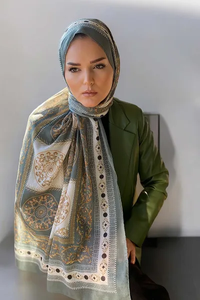 Mint 180X70 cm Dijital Baskı Lenora Desenli Pamuk Şal 331619