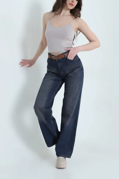 Mint Kemerli Palazzo Kadın Kot Pantolon 449760