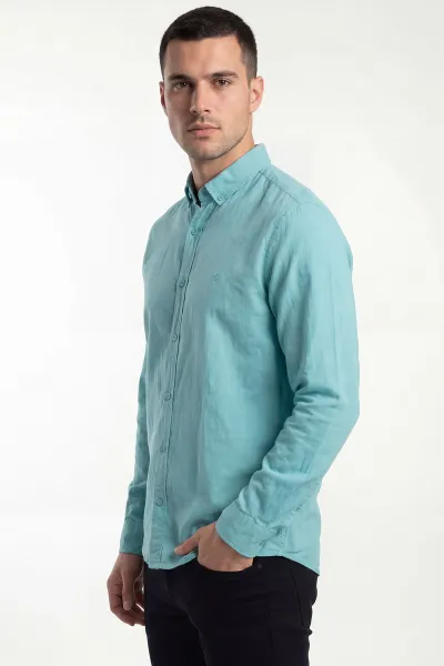 Mint Şambre Kumaş Relaxed Fit Erkek Gömlek 435906