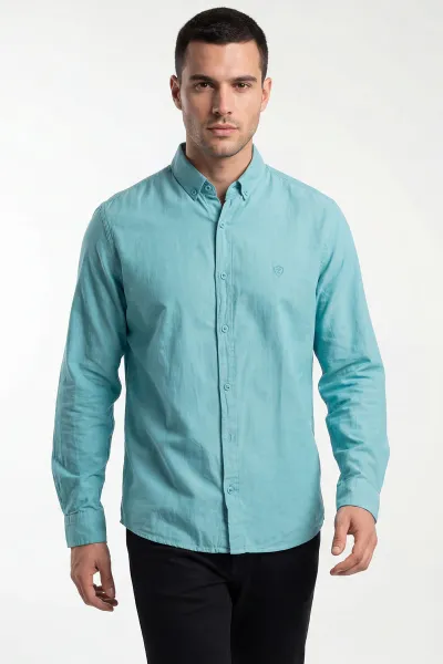 Mint Şambre Kumaş Relaxed Fit Erkek Gömlek 435906