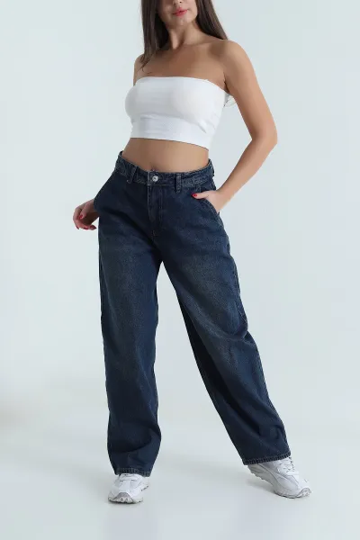 Mint Yan Cepli Kadın Baggy Kot Pantolon 493404
