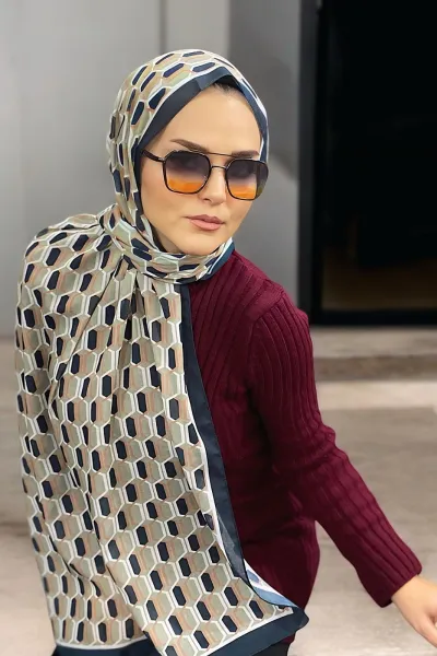 Mint Yeşili 180X70 cm Dijital Baskı Chaıne Desenli Pamuk Şal 333217