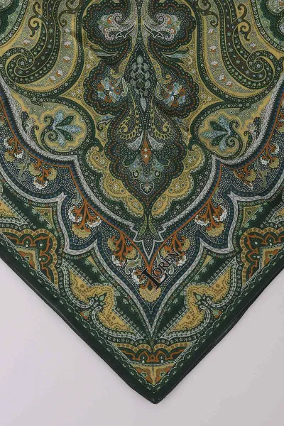 Mint Yeşili 90x90 Cm Dijital Baskı Jevel Desenli Pamuk Eşarp 364733