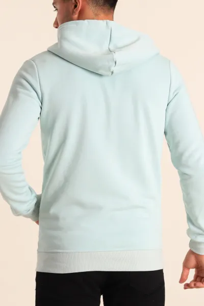 Mint Yeşili Fermuarlı Kapüşonlu Erkek Sweatshirt 236546