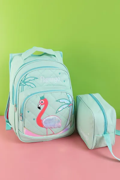mint-yesili-pelus-flamingo-kabartma-desenli-beslenme-cantali-ikili-sirt-cantasi-seti-288989