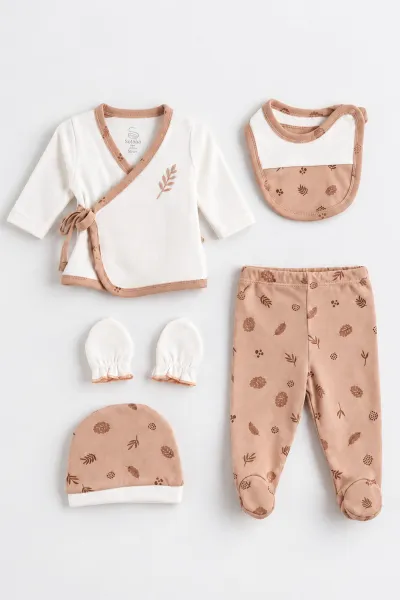 Mocha (0-6 Ay) Nakışlı 5'li Kız Bebek Zıbın Seti 485334