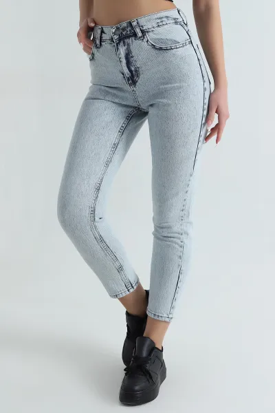 Mom Kar Yıkama Kadın Kot Pantolon 405445
