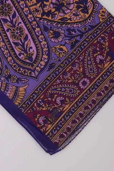 Mor 180X70 cm Dijital Baskı Elina Desenli Pamuk Şal 420443