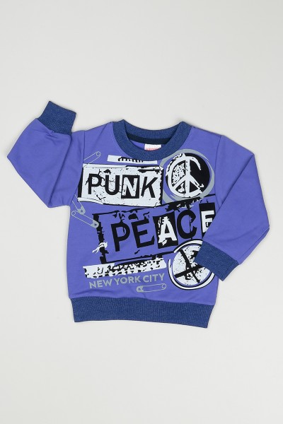 Mor (2-5 Yaş) Punk Peace Baskılı Erkek Çocuk Sweatshirt 90246