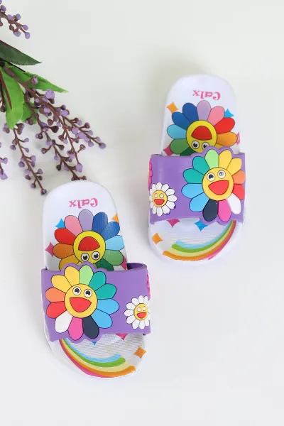 Mor (21-24) Papatya Kabartmalı Taban Şeritli Bebek Terlik 281662