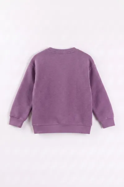 Mor (3-12 Yaş) Kiraz Nakışlı Şardonlu Kız Çocuk Sweatshirt 473991