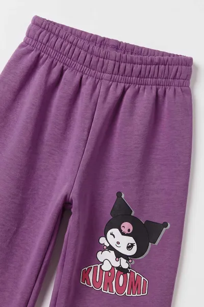 Mor (4-10 Yaş) Karakter Baskılı 3 İp Şardonlu Kız Çocuk Kışlık Takım 500568