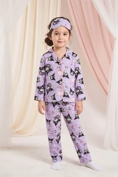 mor-4-12-yaskarakter-desenli-uzun-kol-on-dugmeli-kiz-cocuk-pijama-takim-473995
