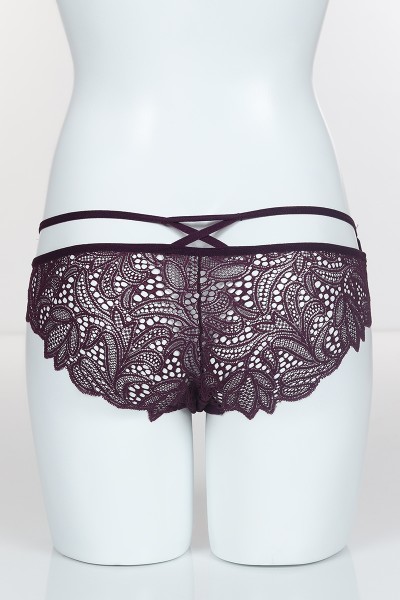 Mor 4187 Bikini Ön Üst Tül Alt ve Arka Bant Üst Çapraz İpler Külot 102426