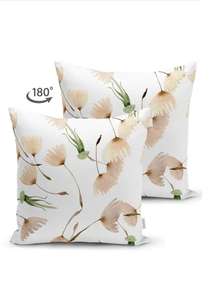 Beyaz 43x43 Dijital Baskılı Fermuarlı Modern Kırlent Kılıfı 273820