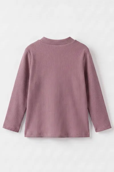 Mor (5-12 Yaş) Yarım Balıkçı Yaka Kaşkorse  Çocuk Body Sweatshirt 495423