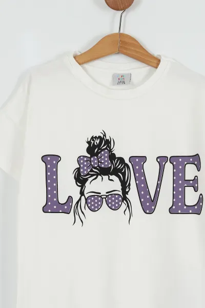 Mor (7-14 Yaş) Love Baskılı Kız Çocuk Takım 254740