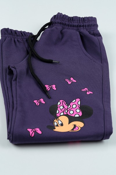 Mor (9-12 Yaş) Mickey Mouse Baskılı Kız Çocuk Eşofman Altı 104806