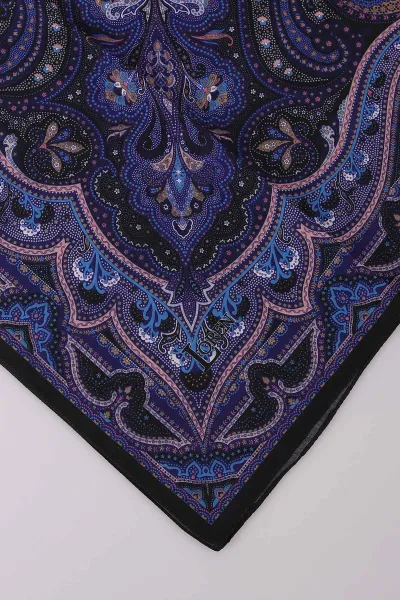 Mor 90x90 Cm Dijital Baskı Jevel Desenli Pamuk Eşarp 364738