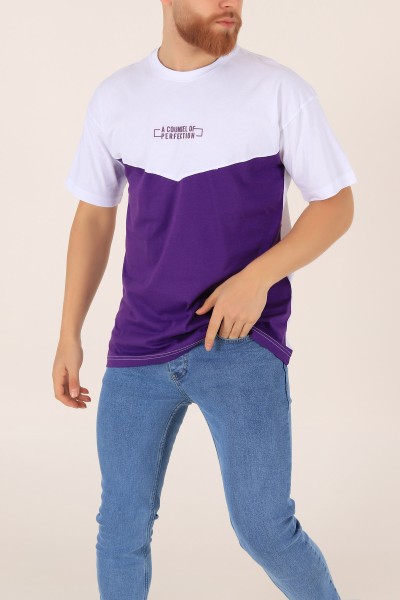 Mor A Counsel Of Perfectıon Baskılı Oversize Erkek Tişört 169683