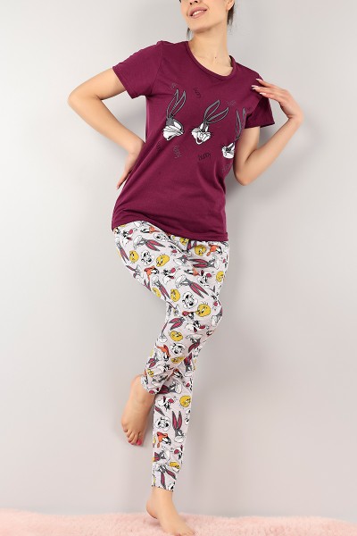 Mor Baskılı Bayan Pijama Takımı 102681