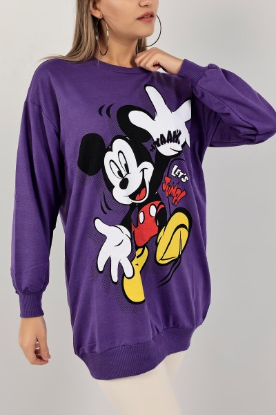 Mor Baskılı İki İp Sweat Tunik 141696