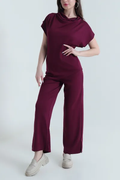 Mor Bel Lastikli Modal Kadın İkili Takım 449345