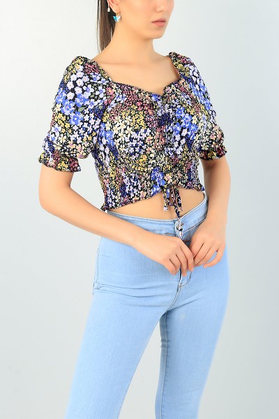 Mor Beli Gipeli Dokuma Bluz 66086