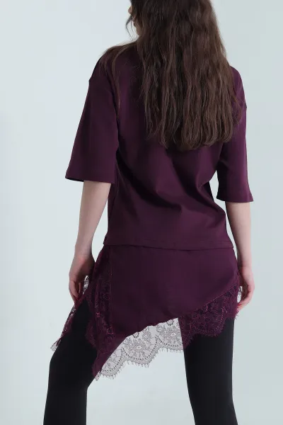 Mor Bisiklet Yaka Süprem Kadın Üst 441103