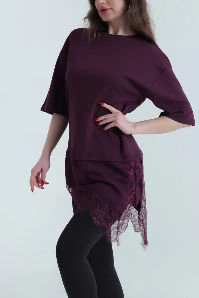 Mor Bisiklet Yaka Süprem Kadın Üst 441103