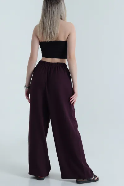 Mor Bol Paça Keten Kadın Pantolon 471558