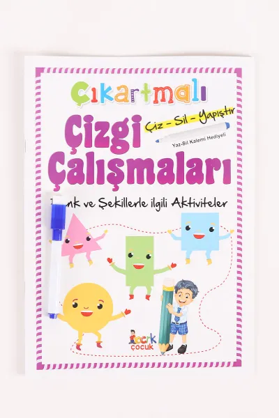 Mor Çizgi Çalışmaları Aktivite Kitabı - Renk ve Şekiller (Çiz-Sil-Yapıştır - Kalem Hediyeli) 2-4 Yaş 459024