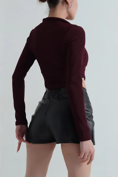 Mor Fermuarlı Ottoman Kadın Bluz 406096