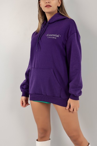 Mor İçi Şardonlu Kapüşonlu Bayan Sweat 138923