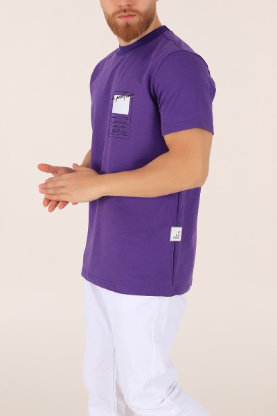 Mor İki İp Oversize Erkek Tişört 163557