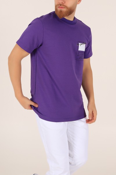 Mor İki İp Oversize Erkek Tişört 163557