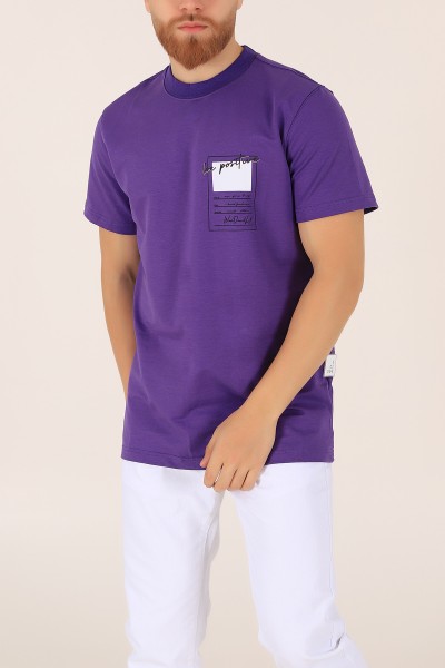 Mor İki İp Oversize Erkek Tişört 163557