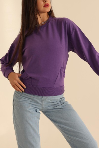 Mor İki İp Oversize Sweat 199713