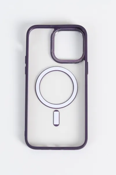 Mor İPhone 14 Pro Max Uyumlu Krom Magsafe Serisi Soft Tpu Slikon Telefon Kılıfı 349206